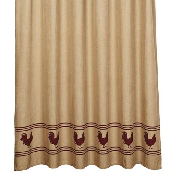 Farmhouse Rooster Cotton Fabric Shower Curtain - Picture 1 of 1